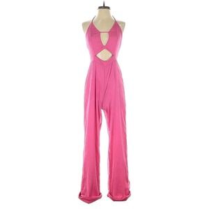 Revolve Superdown Pink Halter Jumpsuit Cutout Party  Women's Size small‎